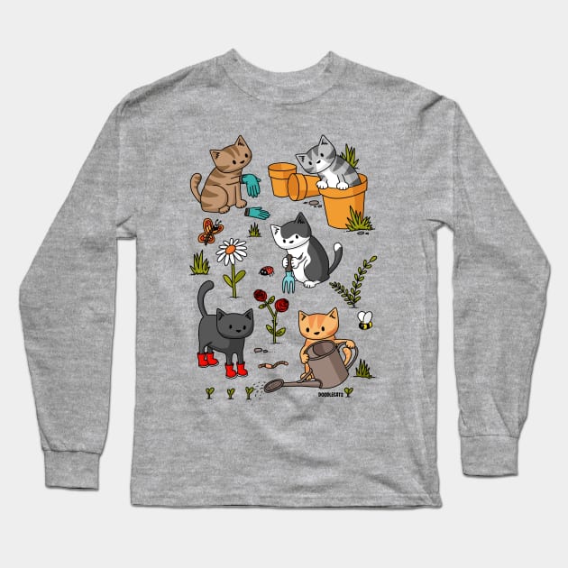 Gardening Cats Long Sleeve T-Shirt by Doodlecats 